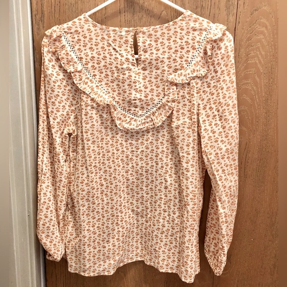 Brand New Madewell Ruffle-Yoke Prairie Top in Cutout Blooms - Picture 7 of 8